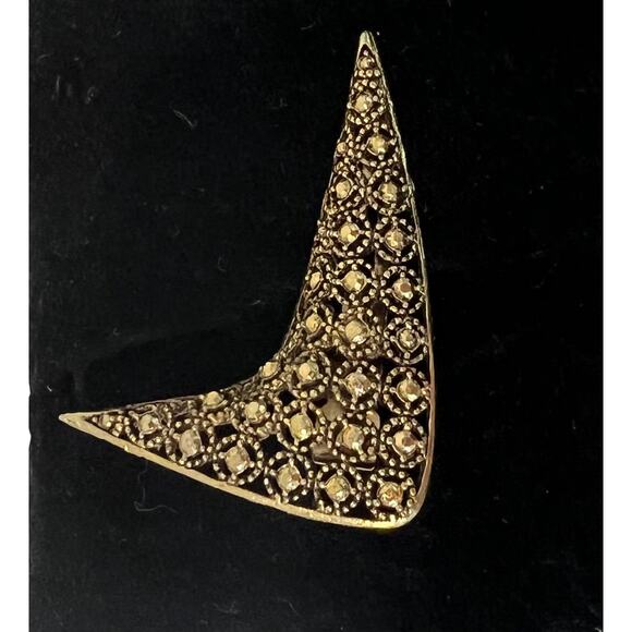 NEW Beautiful Unique Mid Century Vintage Layered Gold Tone  Boomerang Hair Clip - Picture 2 of 8